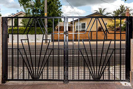 Art Deco Double Driveway Steel Gates